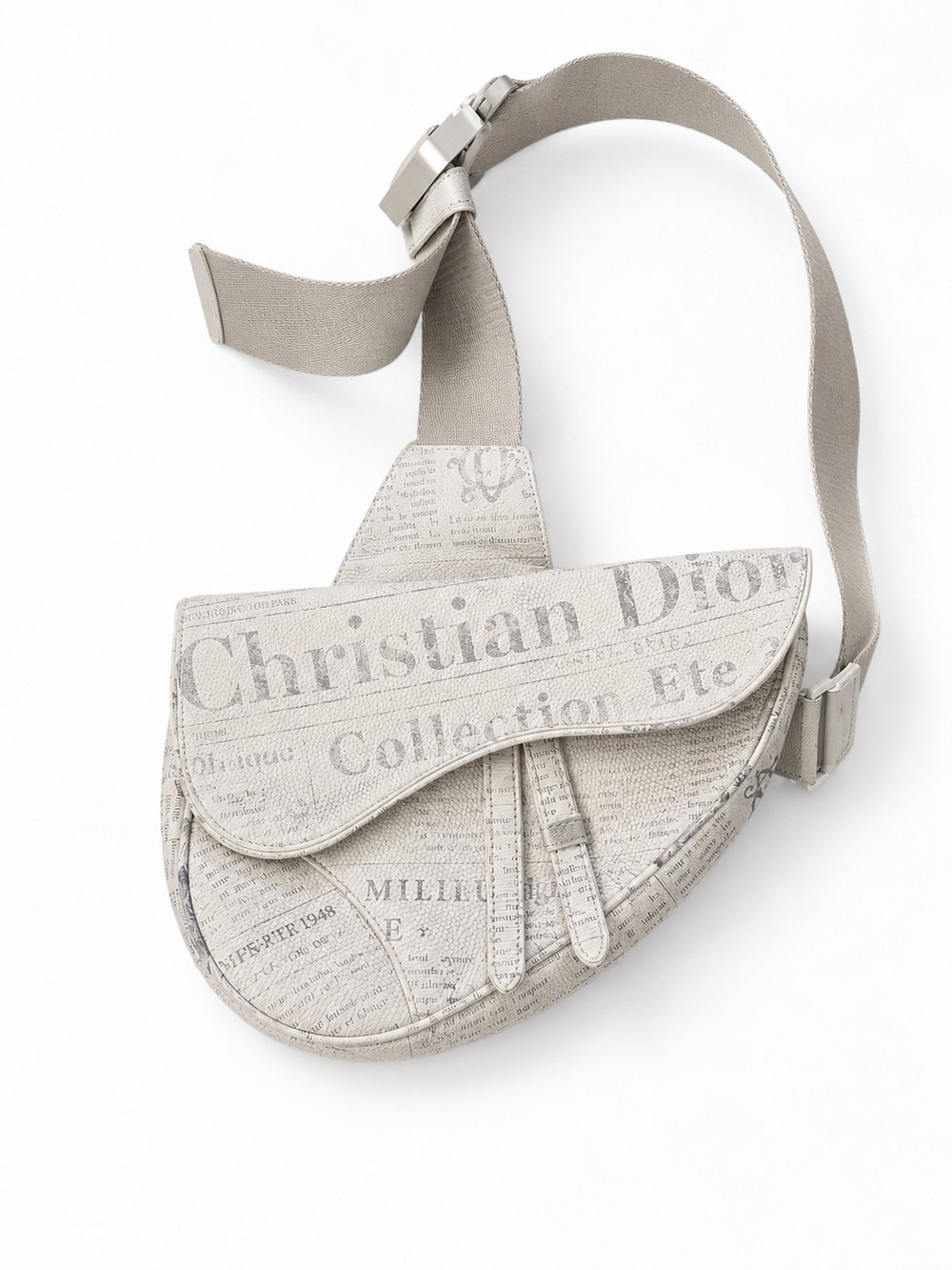 DIOR x Daniel Arsham Newspaper Print Saddle Crossbody Bag